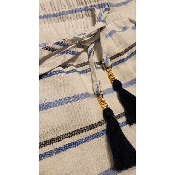 Tommy Bahama Linen Cotton Cropped Beach Pants Women's Small Fringed Hem Tasseled - Picture 5 of 5